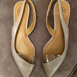 Tory Burch Taupe Pointy Toe Slingback Flats Size 7M